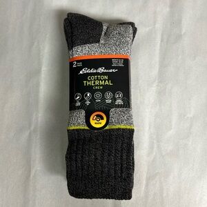 New Eddie Bauer Socks Men’s 2 Pair Black Cotton Thermal Crew Casual Activewear